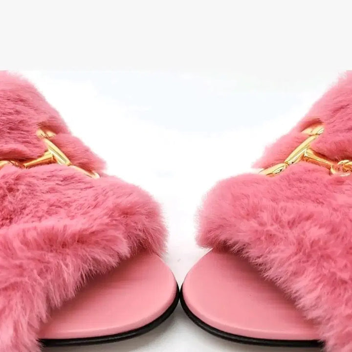 [BUNJANG] Gucci Pink Fur Mules Slippers / 구찌 핑크 퍼 뮬 슬리퍼