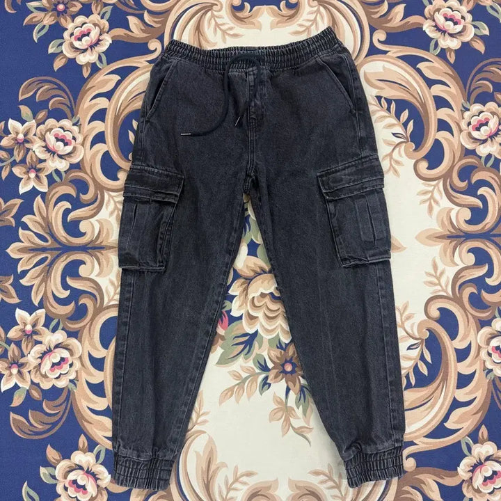 [BUNJANG] Filedworker Black Denim Cargo Jogger Pants (L) / (L)필드워커 Filedworker 흑청 카고 조거 데님팬츠