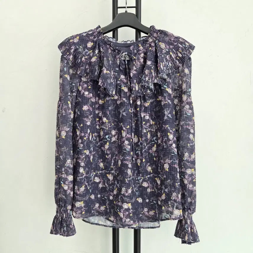 [BUNJANG] SJSJ Flower Frill Blouse / 정품 에스제이 SJSJ 플라워 프릴 블라우스