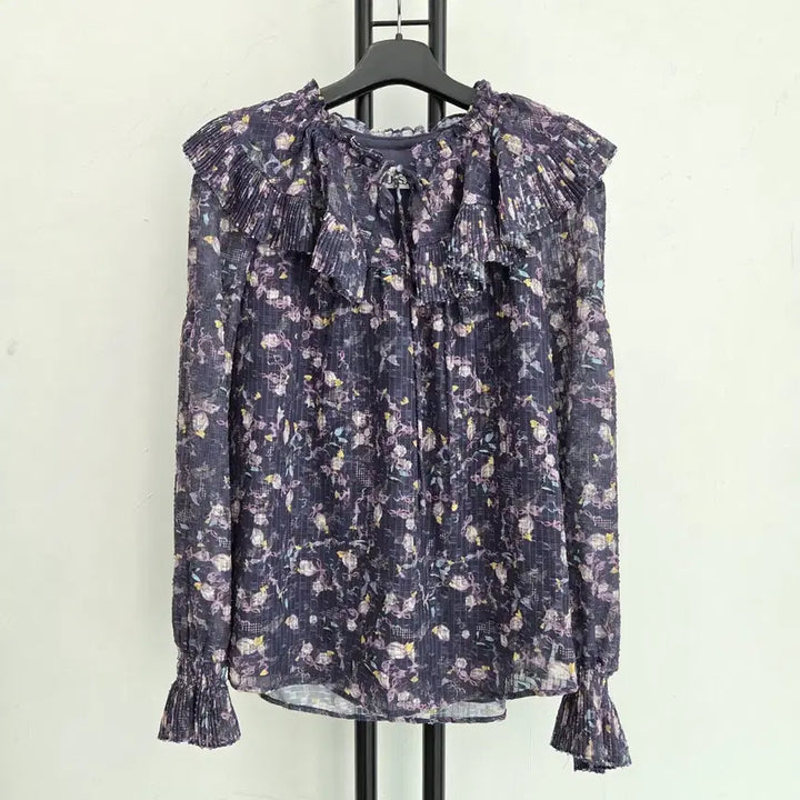 [BUNJANG] SJSJ Flower Frill Blouse / 정품 에스제이 SJSJ 플라워 프릴 블라우스