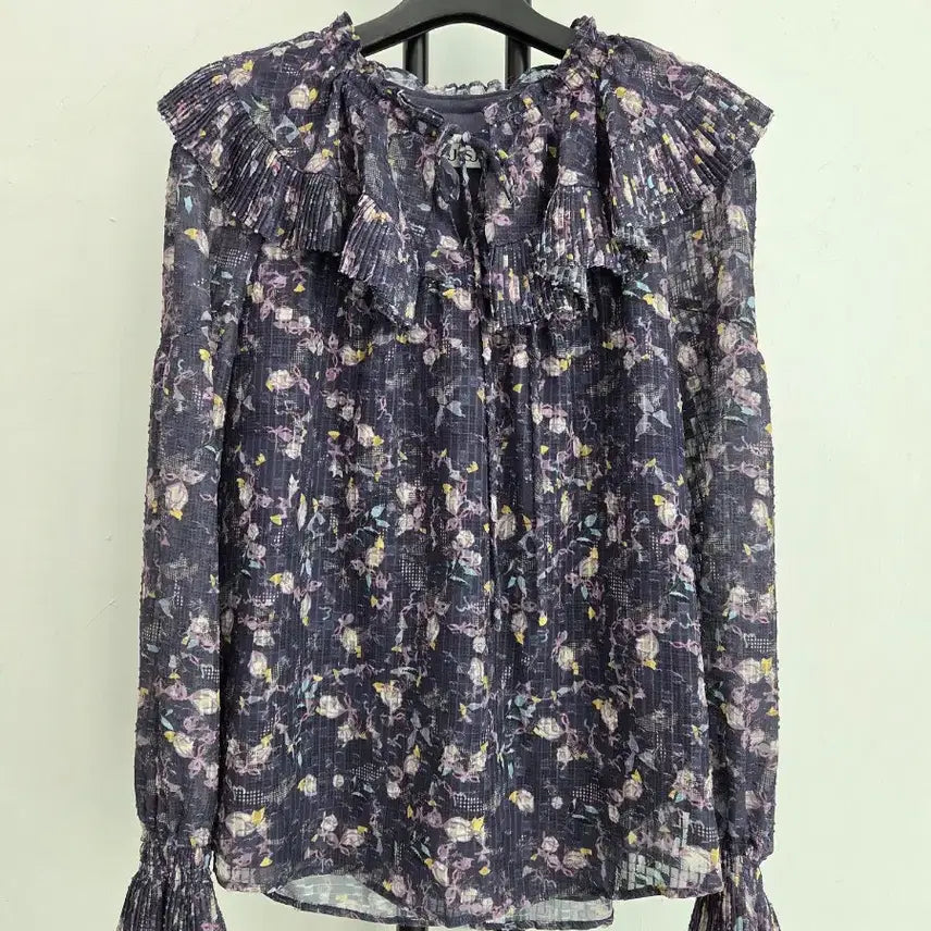 [BUNJANG] SJSJ Flower Frill Blouse / 정품 에스제이 SJSJ 플라워 프릴 블라우스