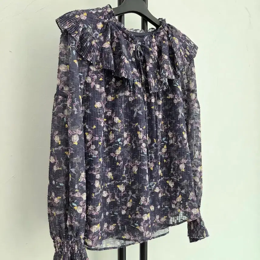 [BUNJANG] SJSJ Flower Frill Blouse / 정품 에스제이 SJSJ 플라워 프릴 블라우스