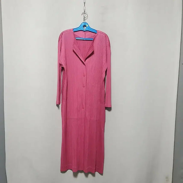 [BUNJANG] Hot Pink Pleated Long Dress Cardigan / ㅎ241 플리츠롱원피스
