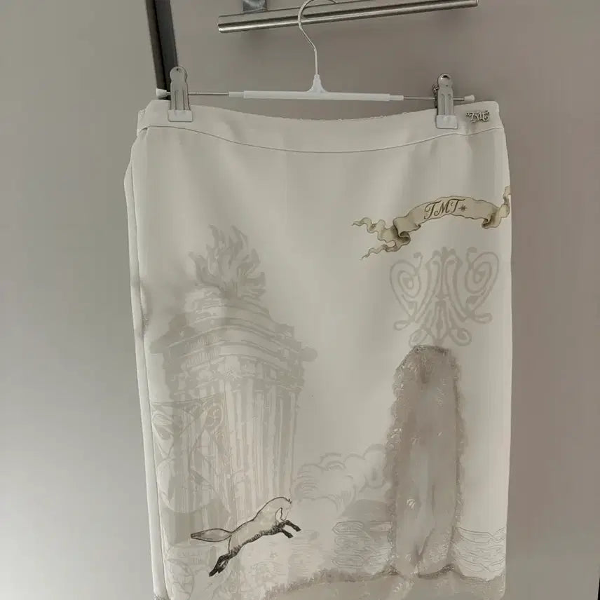 [BUNJANG] Too Much Tax Ornament Lace Midi Skirt Ivory White / 투머치택스 ORNAMENT 오너먼트 레이스 미디스커트 아이보리 화이트