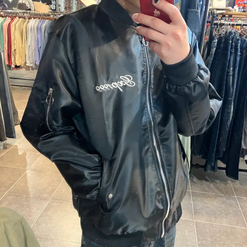 [BUNJANG] NO.9 Vintage Blue Dragon Embroidered Sukajan Jacket Black XL / [NO.9] 빈티지 청룡 자수 스카쟌 블랙