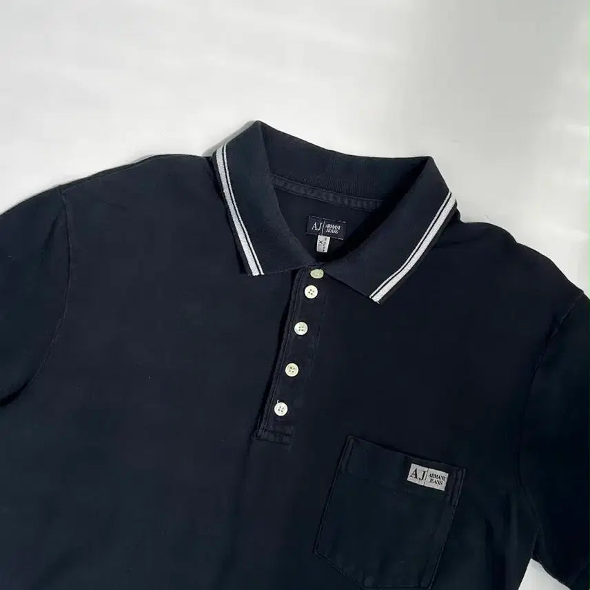 [BUNJANG] Armani Jeans Black Pique Polo T-Shirt XL / [XL] 아르마니 진스 블랙 pk 폴로 반팔 티셔츠