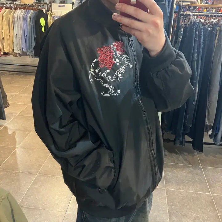 [BUNJANG] NO.9 Vintage Golden Dragon Embroidered Sukajan Jacket Black XL / [NO.9] 빈티지 황룡 자수 스카쟌 블랙