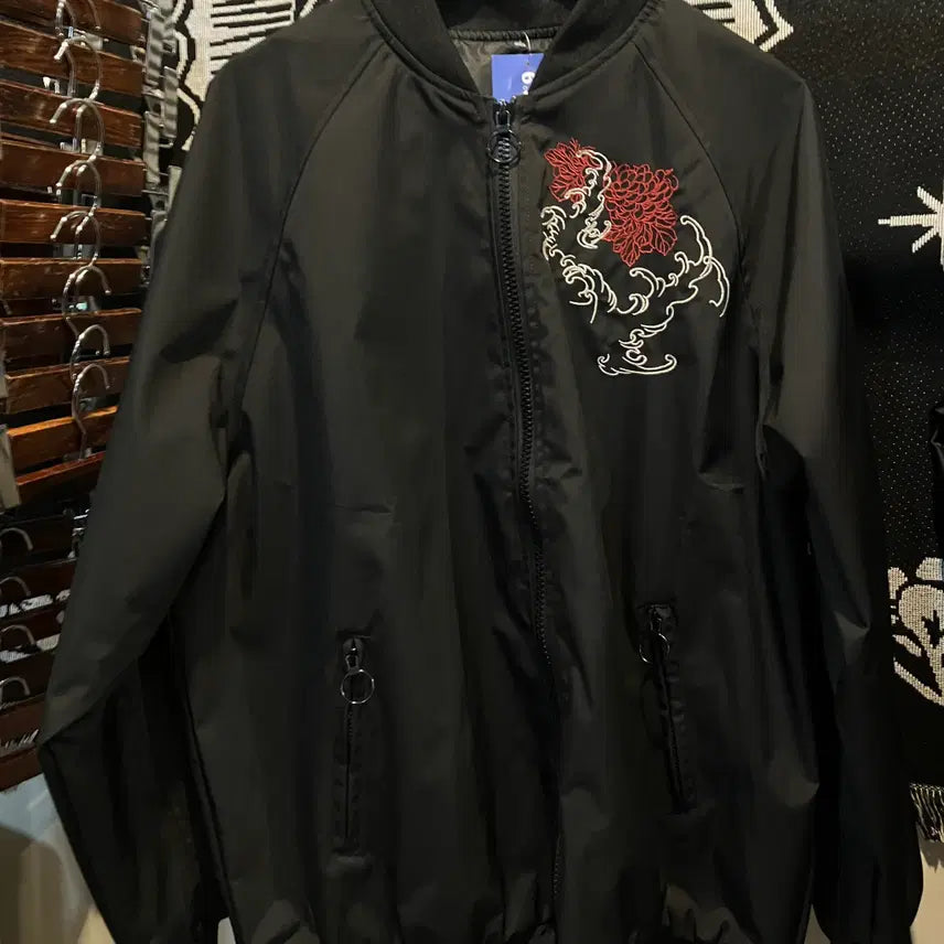 [BUNJANG] NO.9 Vintage Golden Dragon Embroidered Sukajan Jacket Black XL / [NO.9] 빈티지 황룡 자수 스카쟌 블랙