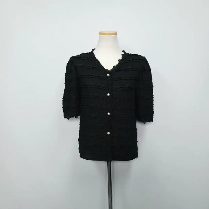 [BUNJANG] Casual Pearl Cropped Short Sleeve Cardigan Lace / 캐주얼 진주 크롭 반팔 가디건 레이스 55