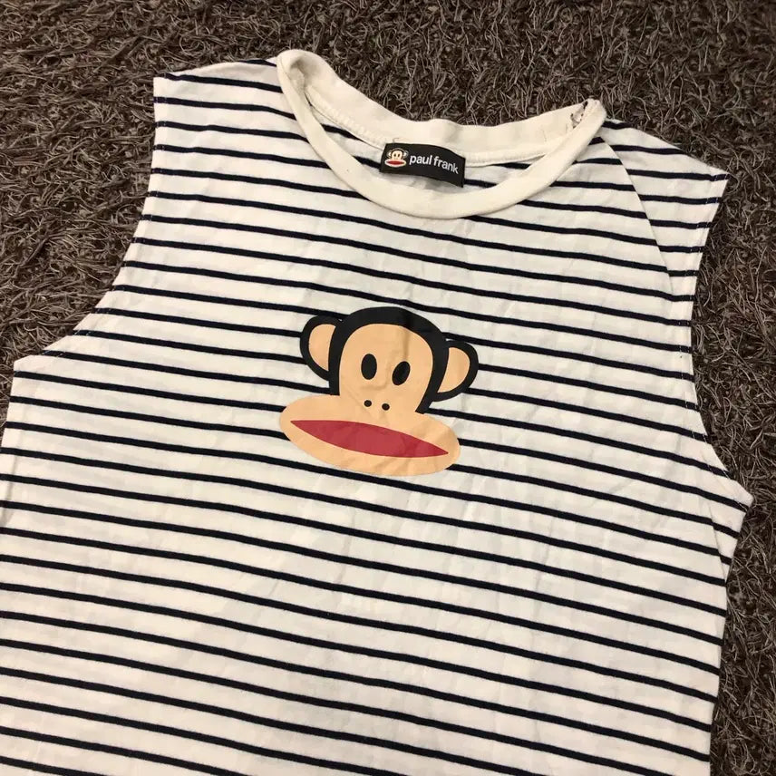 [BUNJANG] M.Polonfranc Stripe Sleeveless T-shirt / M 폴프랭크 스트라이프 민소매 나시 티셔츠
