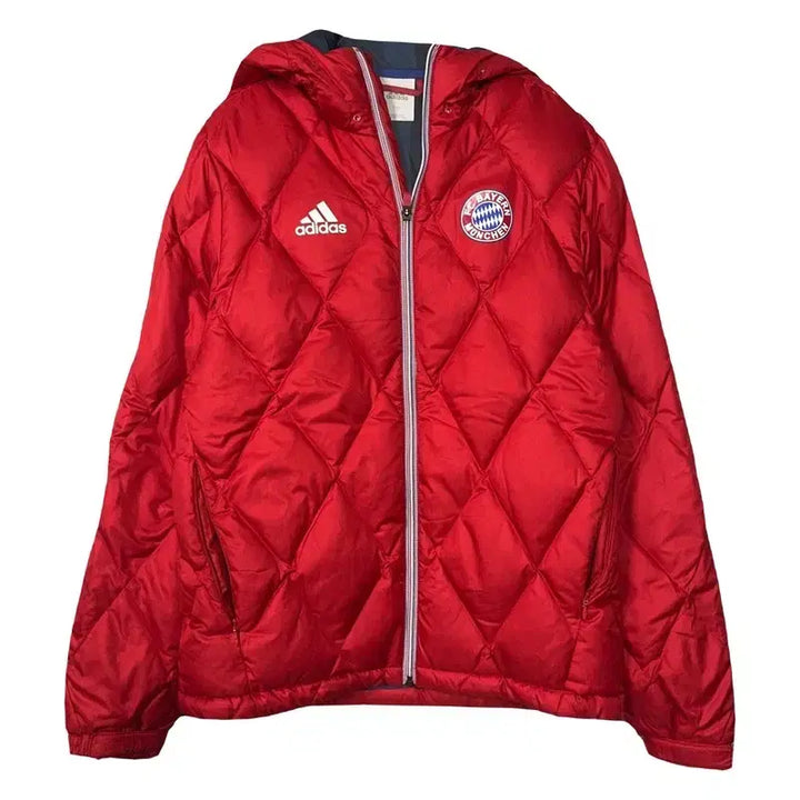 [BUNJANG] Adidas x Bayern Munich Red Down Padded Jacket L / 아디다스 바이에른 뮌헨 레드 덕다운 패딩 L