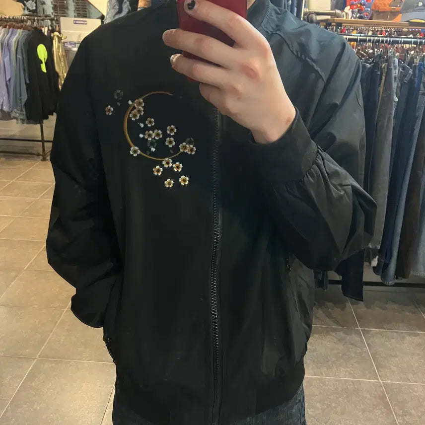 [BUNJANG] NO.9 Vintage Black Dragon Embroidered Sukajan Jacket XL / [NO.9] 빈티지 백룡 자수 스카쟌 블랙