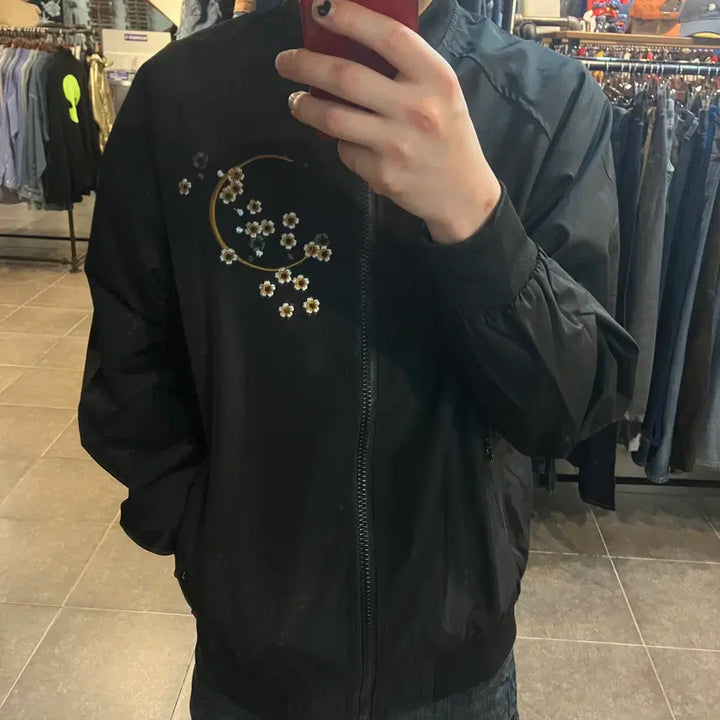 [BUNJANG] NO.9 Vintage Black Dragon Embroidered Sukajan Jacket XL / [NO.9] 빈티지 백룡 자수 스카쟌 블랙