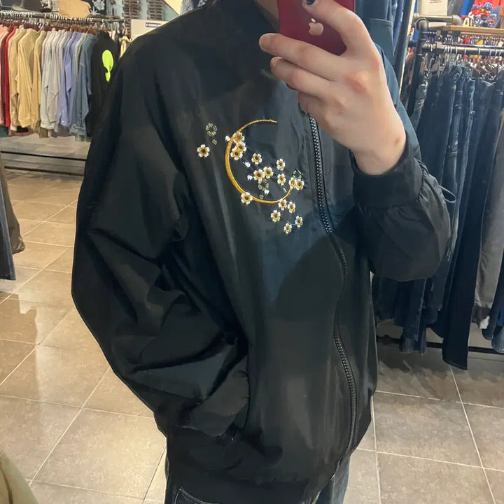[BUNJANG] NO.9 Vintage Black Dragon Embroidered Sukajan Jacket XL / [NO.9] 빈티지 백룡 자수 스카쟌 블랙