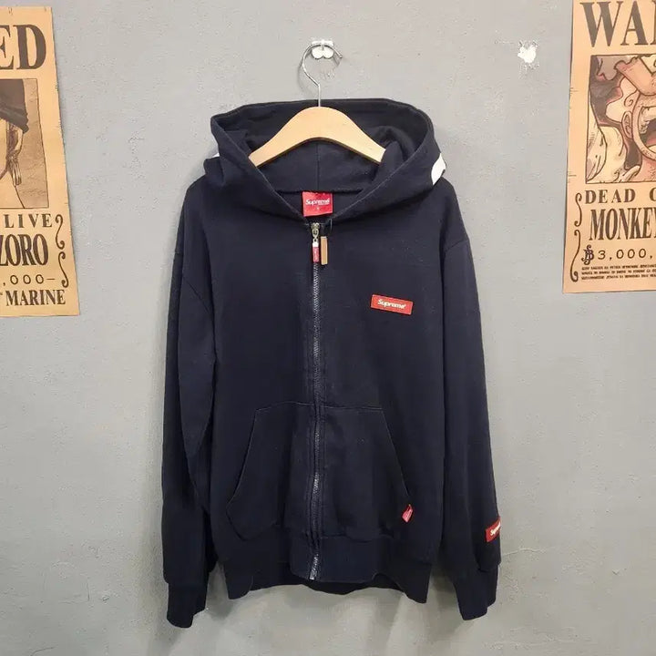 [BUNJANG] Supreme Navy Full Zip Hoodie / 슈프림 네이비 풀집업 후드티