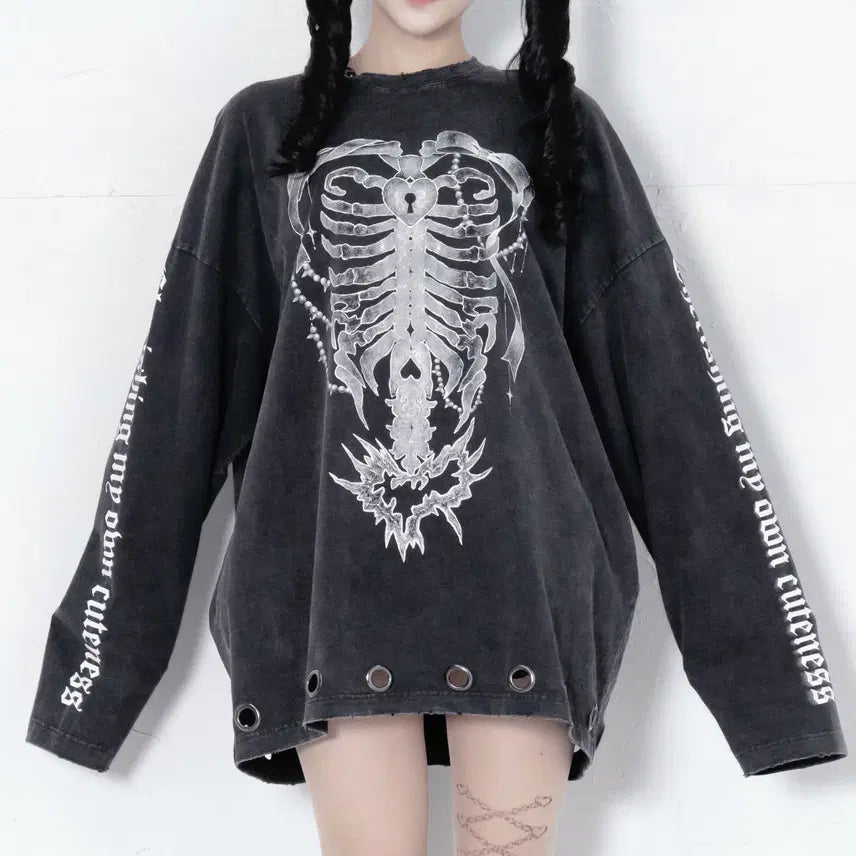 [BUNJANG] Lafary Eyelet Long T-shirt / Lafary 라파리 mine 아일렛 롱 티셔츠