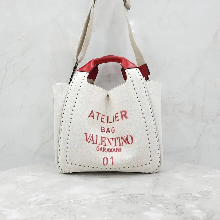 [BUNJANG] Valentino Garavani Atelier Canvas Tote Shoulder Bag / 발렌티노 가라바니 아뜰리에 캔버스 토트 숄더백