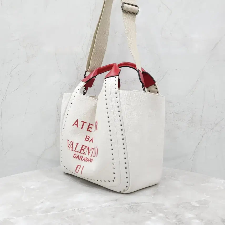 [BUNJANG] Valentino Garavani Atelier Canvas Tote Shoulder Bag / 발렌티노 가라바니 아뜰리에 캔버스 토트 숄더백