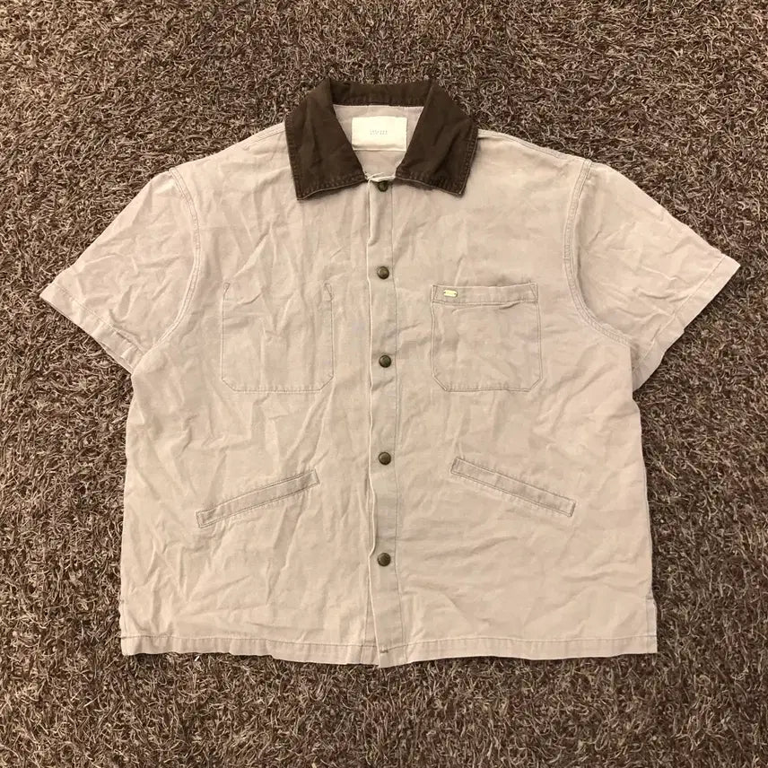[BUNJANG] Lafayette Store Color-Block Collar Short Sleeve Shirt / L 라퍼지스토어 배색 카라 반팔 셔츠