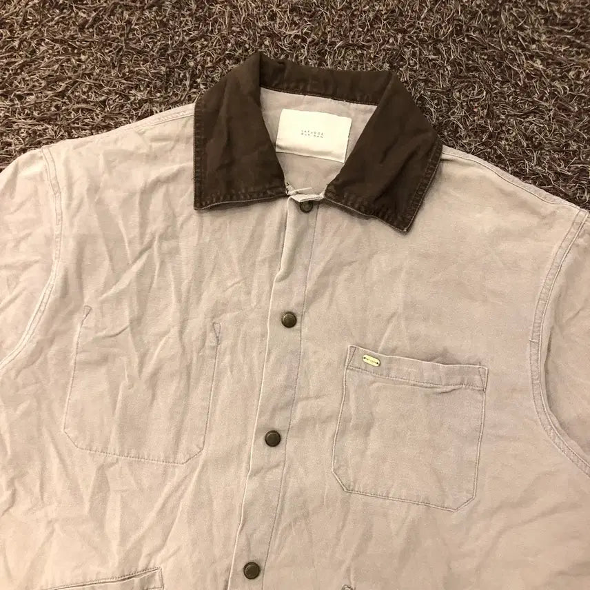 [BUNJANG] Lafayette Store Color-Block Collar Short Sleeve Shirt / L 라퍼지스토어 배색 카라 반팔 셔츠