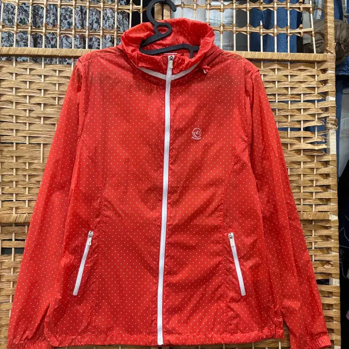 [BUNJANG] Windbreaker Jacket Orange White Dot / 바람막이 자켓