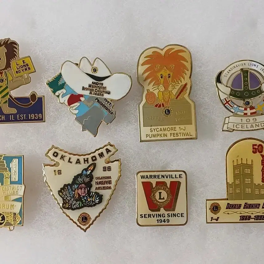 [BUNJANG] Vintage Lions Club Commemorative Pins (8 Pins) / 빈티지 수집 미국 라이온스클럽 기념 뱃지 8p