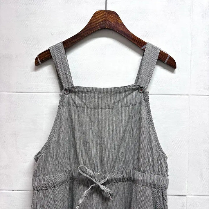 [BUNJANG] Pyumosso Striped Hickory Wide Overalls Pants L / Pyumosso 스트라이프 히코리 와이드 팬츠 멜빵바지 오버롤 L JPN