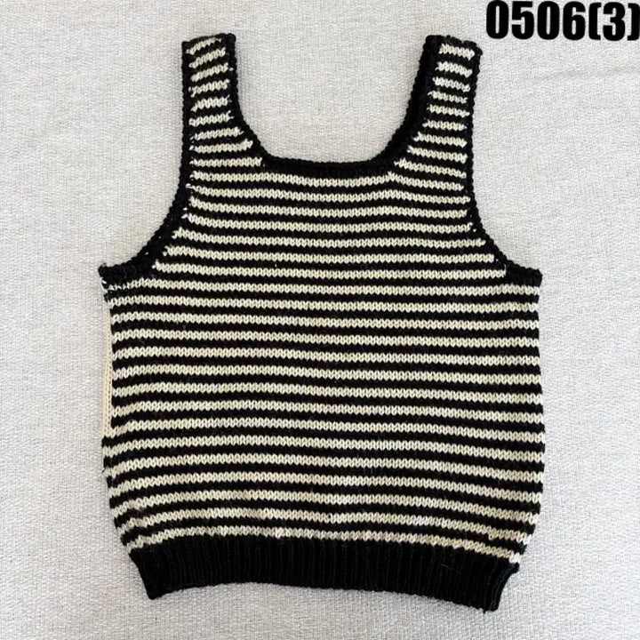 [BUNJANG] Bear Knit Tank Top / 곰돌이 니트 탱크탑 블랙 아이보리 0506(3)