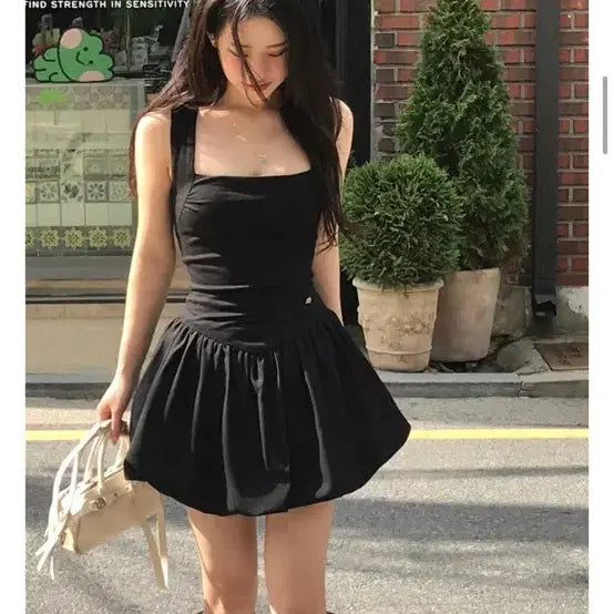[BUNJANG] Cloud Emotion Velo Square Volume One-Piece Dress / 클라우드이모션 벨로 스퀘어 볼륨 원피스