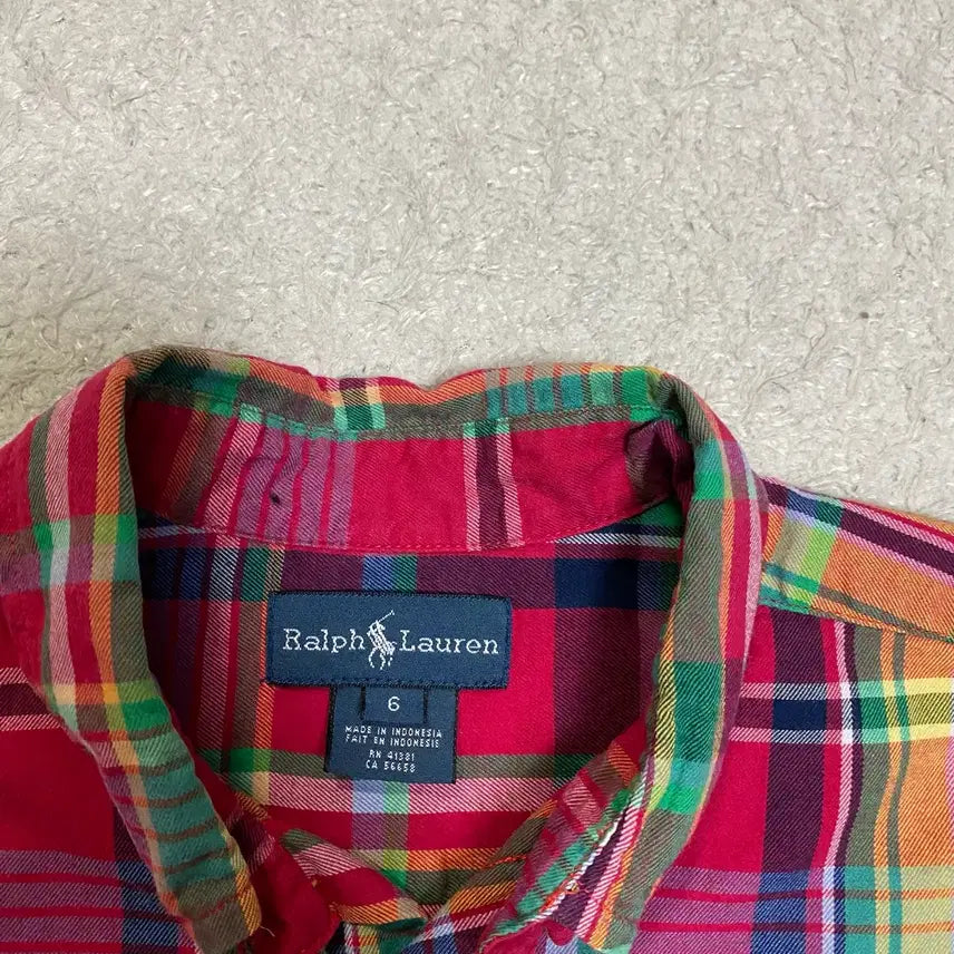 [BUNJANG] Polo Ralph Lauren Kids Red Check Long Sleeve Shirt Size 6 / 폴로 랄프로렌 키즈 아동 레드 체크 긴팔 셔츠 6