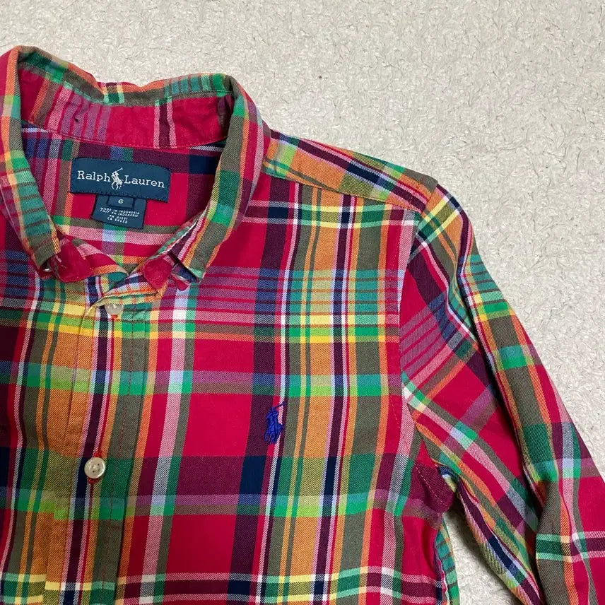 [BUNJANG] Polo Ralph Lauren Kids Red Check Long Sleeve Shirt Size 6 / 폴로 랄프로렌 키즈 아동 레드 체크 긴팔 셔츠 6