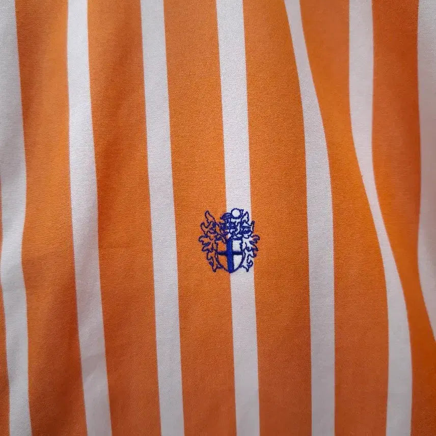 [BUNJANG] Daks Orange Stripe Short Sleeve Shirt (Size 105) / 닥스 오렌지 스트라이프 반팔 셔츠 105