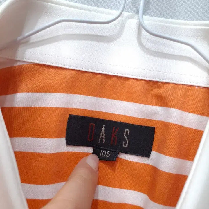 [BUNJANG] Daks Orange Stripe Short Sleeve Shirt (Size 105) / 닥스 오렌지 스트라이프 반팔 셔츠 105