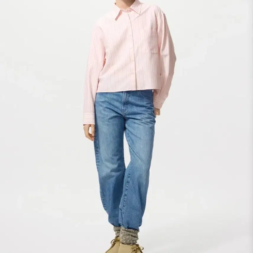 [BUNJANG] Uniqlo JWA Cropped Cotton Shirt / 유니클로 jwa 크롭면셔츠