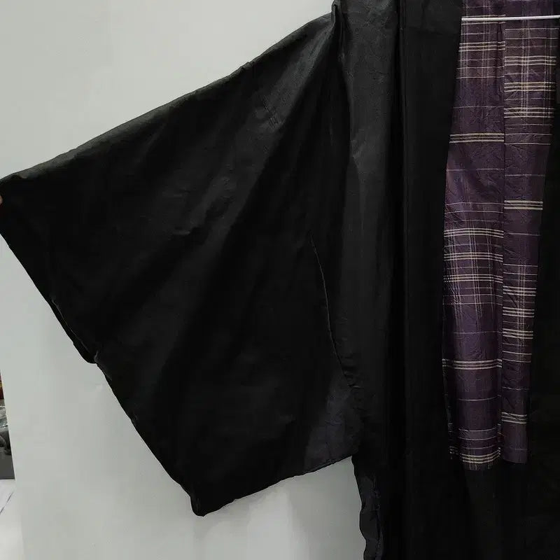 [BUNJANG] Vintage Black Long Yukata Cardigan Jacket / 빈티지 유카타 가디건 블랙 롱자켓