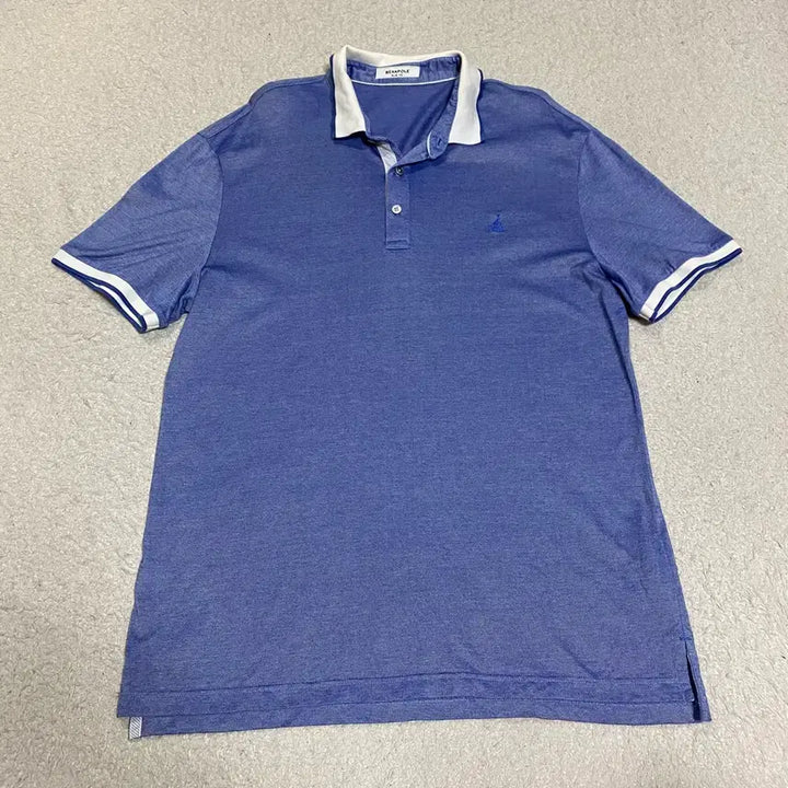 [BUNJANG] Beanpole Blue Color-Block Short-Sleeve Polo Shirt (Size 115) / 빈폴 블루 배색 반팔 카라티 115