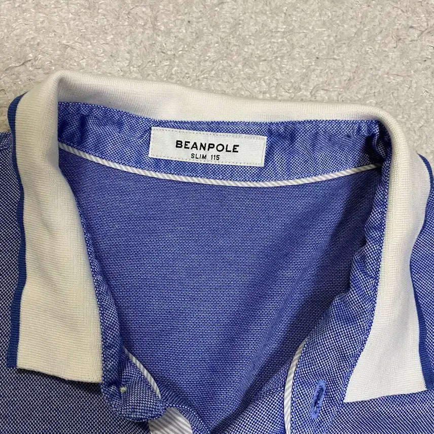 [BUNJANG] Beanpole Blue Color-Block Short-Sleeve Polo Shirt (Size 115) / 빈폴 블루 배색 반팔 카라티 115