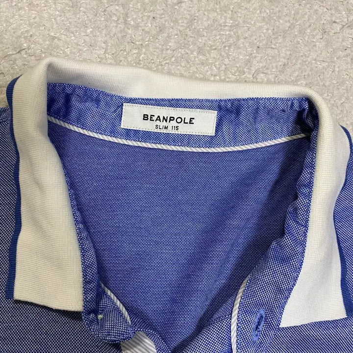 [BUNJANG] Beanpole Blue Color-Block Short-Sleeve Polo Shirt (Size 115) / 빈폴 블루 배색 반팔 카라티 115