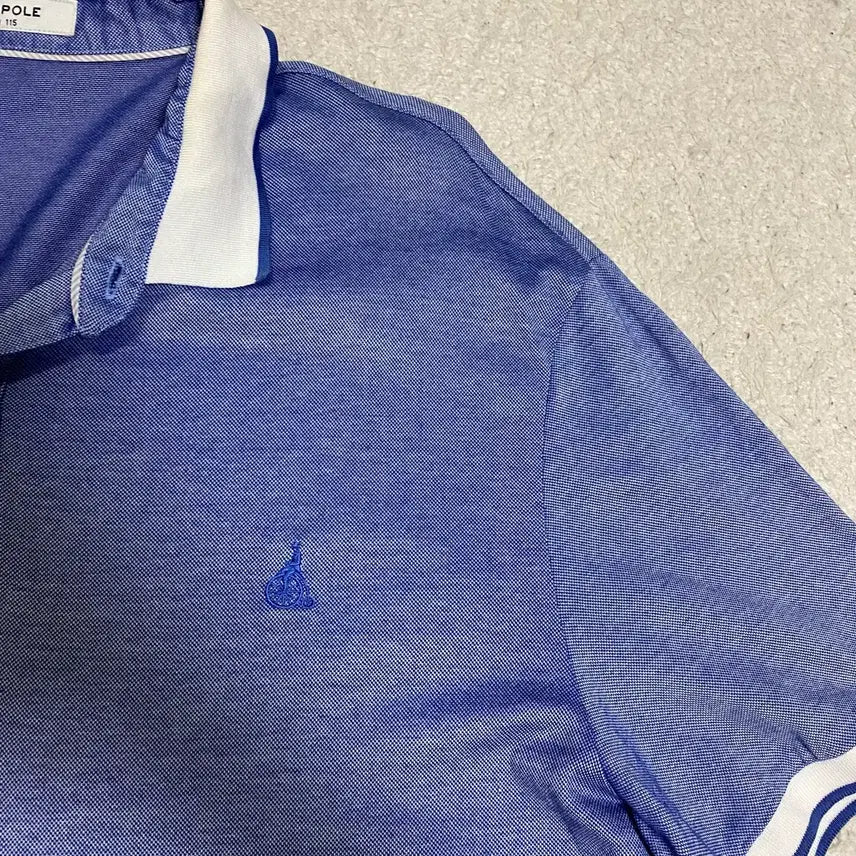 [BUNJANG] Beanpole Blue Color-Block Short-Sleeve Polo Shirt (Size 115) / 빈폴 블루 배색 반팔 카라티 115