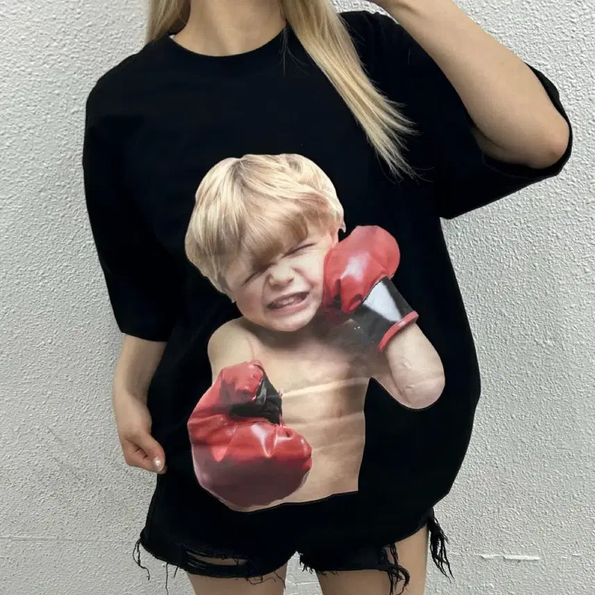 [BUNJANG] ACMEDRAVI Boxing Boy Black T-Shirt / 아크메드라비 복싱소년 블랙 반팔