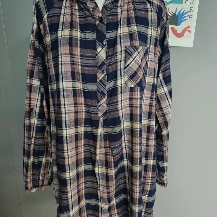[BUNJANG] Checkered Long Shirt Dress / 체크 롱 셔츠 원피스 남방