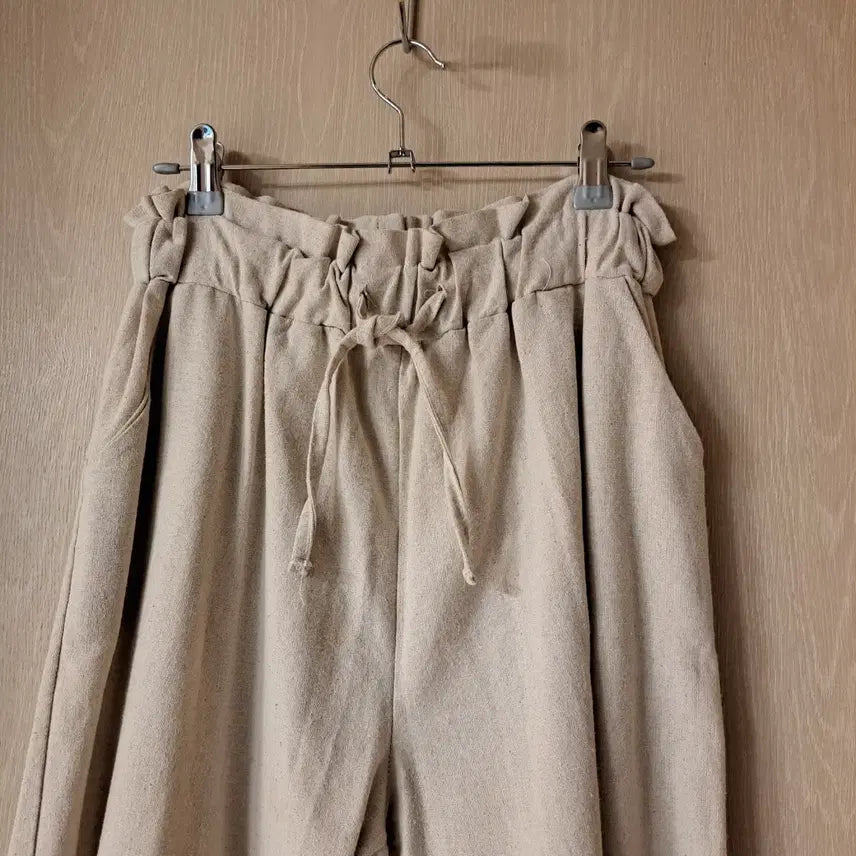 [BUNJANG] Ivory Linen Pants with Elastic Waistband (One Size) / 아이보리 밴딩 린넨 바지 프리사이즈