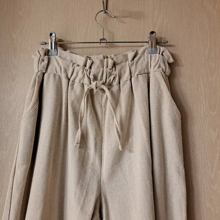 [BUNJANG] Ivory Linen Pants with Elastic Waistband (One Size) / 아이보리 밴딩 린넨 바지 프리사이즈