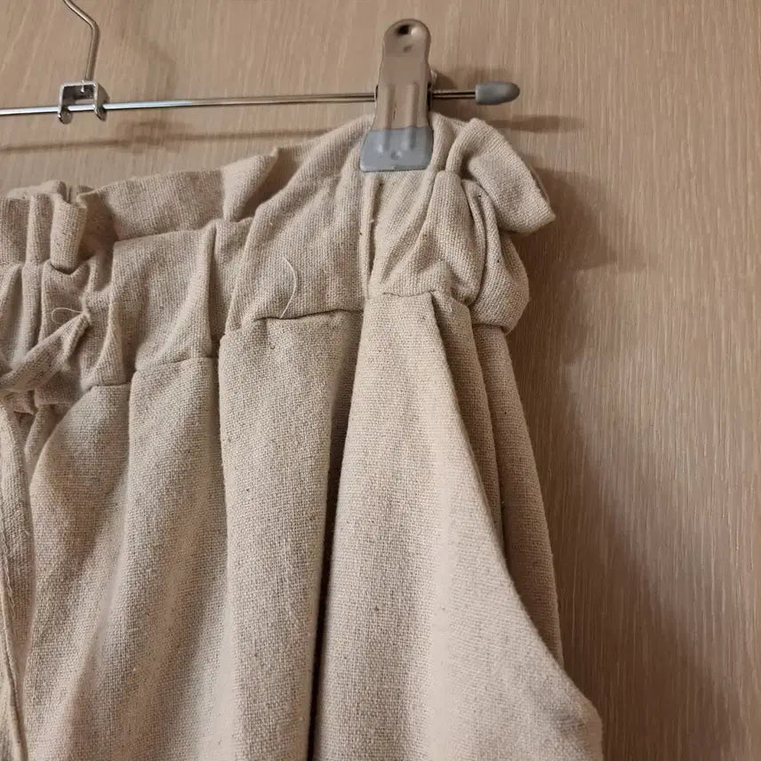 [BUNJANG] Ivory Linen Pants with Elastic Waistband (One Size) / 아이보리 밴딩 린넨 바지 프리사이즈