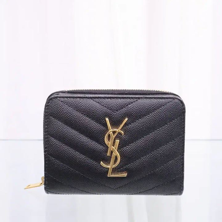 [BUNJANG] Saint Laurent Compact Zipper Around Gold-Plated Bifold Wallet 403723 / 생로랑 컴팩트 지퍼 어라운드 금장 반지갑 403723