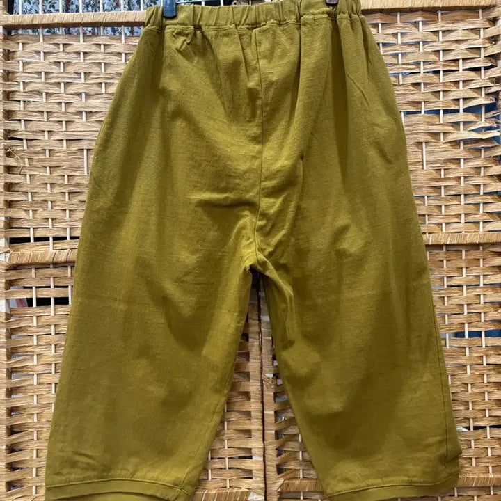 [BUNJANG] Mustard Yellow Cotton Baggy Cropped Pants / 면 배기 바지