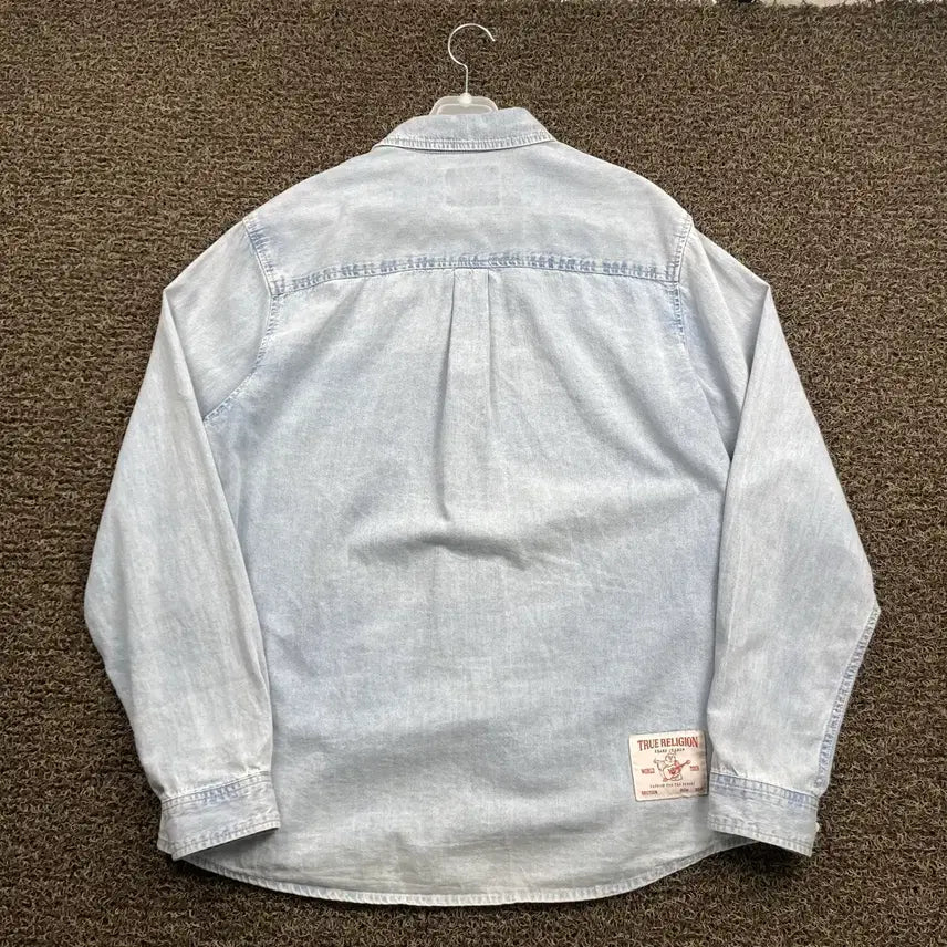 [BUNJANG] True Religion Embroidered Logo Denim Shirt / 트루릴리전 자수로고 데님 셔츠