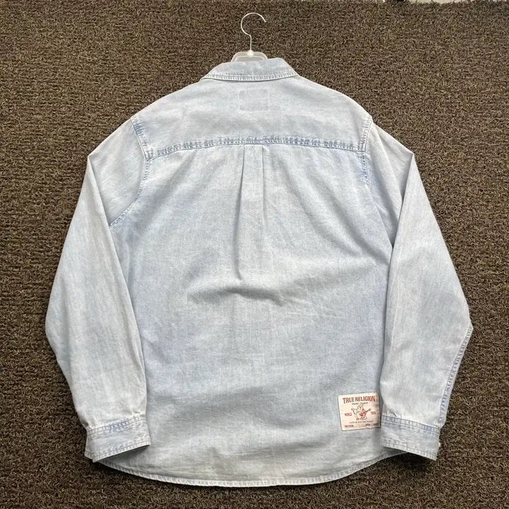 [BUNJANG] True Religion Embroidered Logo Denim Shirt / 트루릴리전 자수로고 데님 셔츠