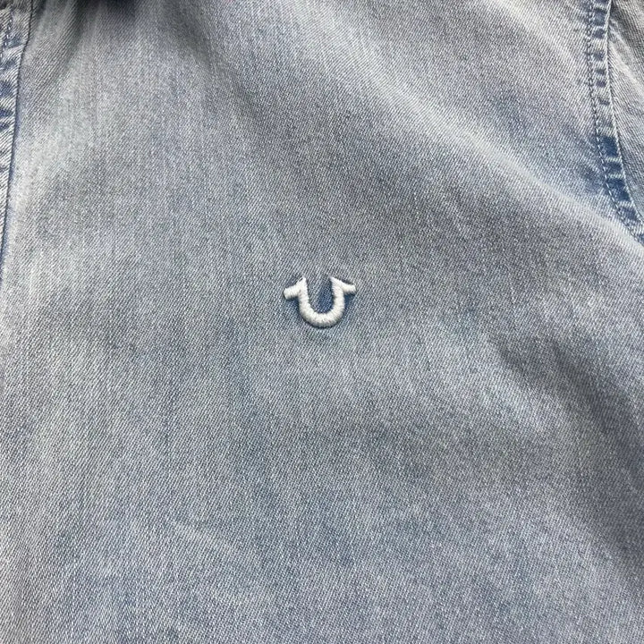 [BUNJANG] True Religion Embroidered Logo Denim Shirt / 트루릴리전 자수로고 데님 셔츠