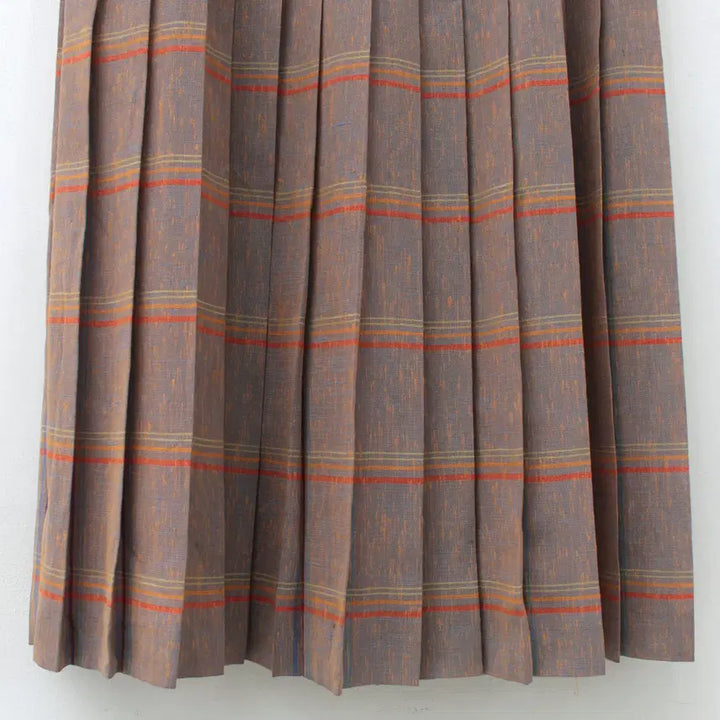 [BUNJANG] Vintage Japanese Pleated Stripe Midi Long Skirt / 일본 빈티지 플리츠 스트라이프 퍼플 미디 롱 스커트